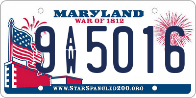 MD license plate 9AW5016
