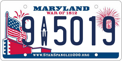 MD license plate 9AW5019