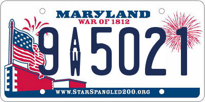 MD license plate 9AW5021