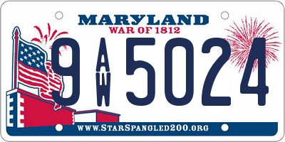 MD license plate 9AW5024