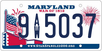 MD license plate 9AW5037