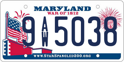 MD license plate 9AW5038