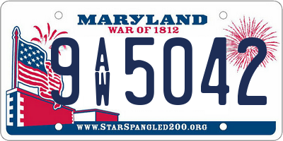 MD license plate 9AW5042