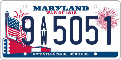 MD license plate 9AW5051