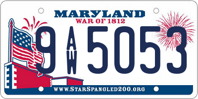 MD license plate 9AW5053