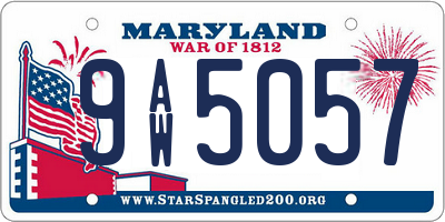 MD license plate 9AW5057