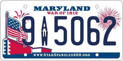 MD license plate 9AW5062