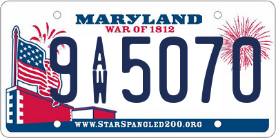 MD license plate 9AW5070