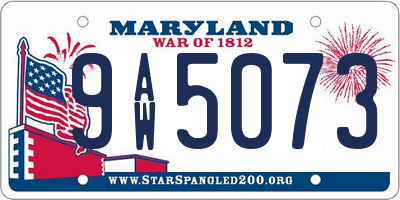 MD license plate 9AW5073