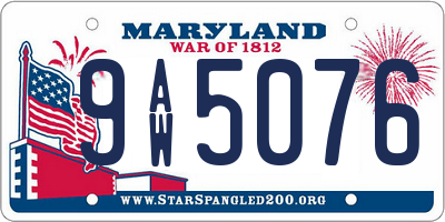 MD license plate 9AW5076
