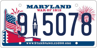 MD license plate 9AW5078