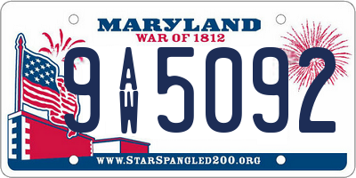 MD license plate 9AW5092