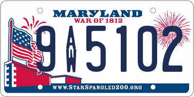 MD license plate 9AW5102