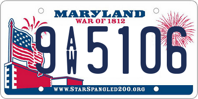 MD license plate 9AW5106
