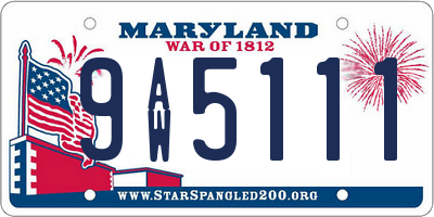 MD license plate 9AW5111