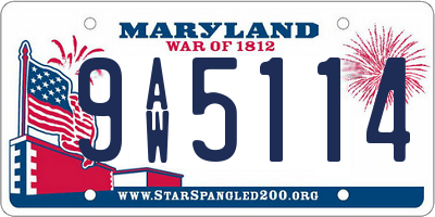 MD license plate 9AW5114