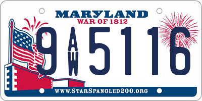 MD license plate 9AW5116