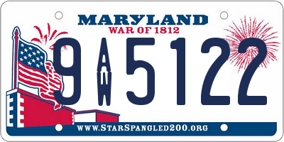 MD license plate 9AW5122