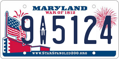 MD license plate 9AW5124