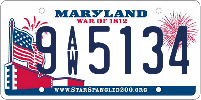 MD license plate 9AW5134