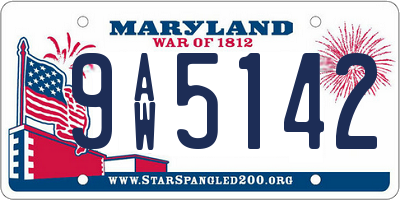 MD license plate 9AW5142