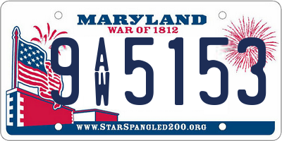 MD license plate 9AW5153