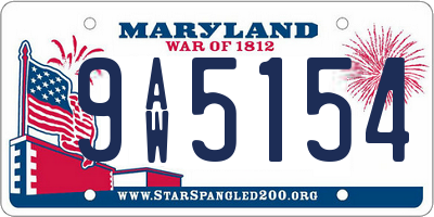 MD license plate 9AW5154