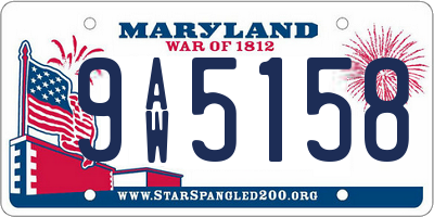 MD license plate 9AW5158