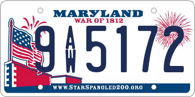MD license plate 9AW5172