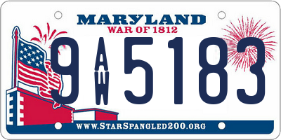 MD license plate 9AW5183