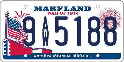 MD license plate 9AW5188