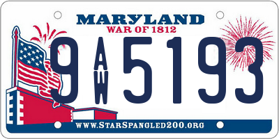 MD license plate 9AW5193