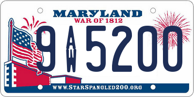 MD license plate 9AW5200
