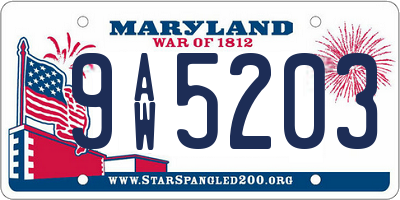 MD license plate 9AW5203