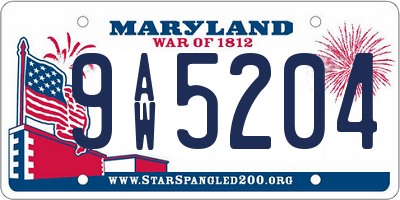 MD license plate 9AW5204