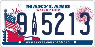 MD license plate 9AW5213