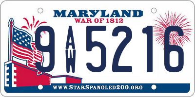 MD license plate 9AW5216