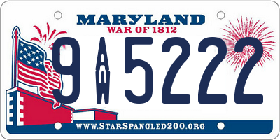 MD license plate 9AW5222