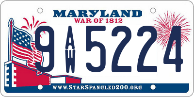 MD license plate 9AW5224