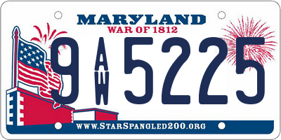 MD license plate 9AW5225