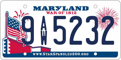 MD license plate 9AW5232