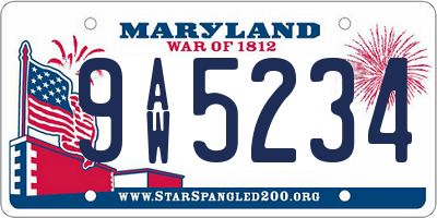 MD license plate 9AW5234