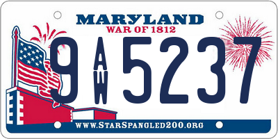 MD license plate 9AW5237