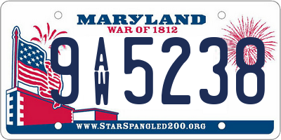 MD license plate 9AW5238