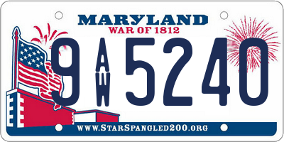 MD license plate 9AW5240