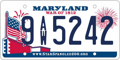 MD license plate 9AW5242