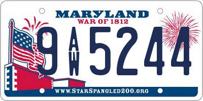 MD license plate 9AW5244