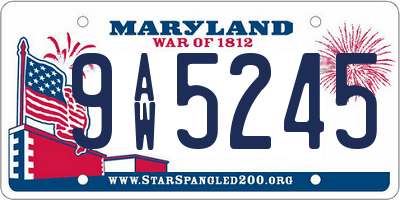 MD license plate 9AW5245