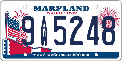 MD license plate 9AW5248