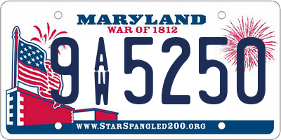 MD license plate 9AW5250